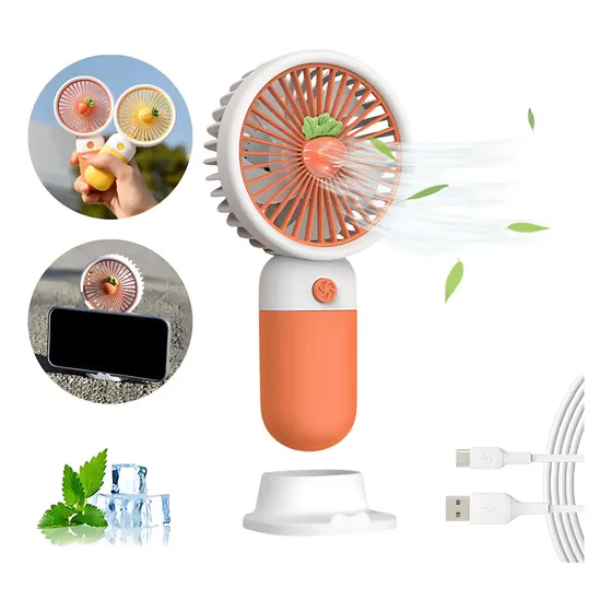 Ventilador portatil Mini de Mano Recargable Juarortz Naranja