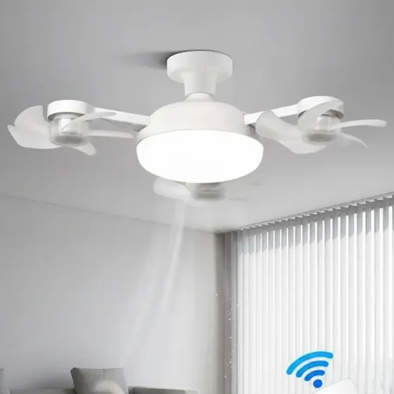 Ventilador de pie Techo 3 Aspas Con Luz 50w E27 Control Remoto 3