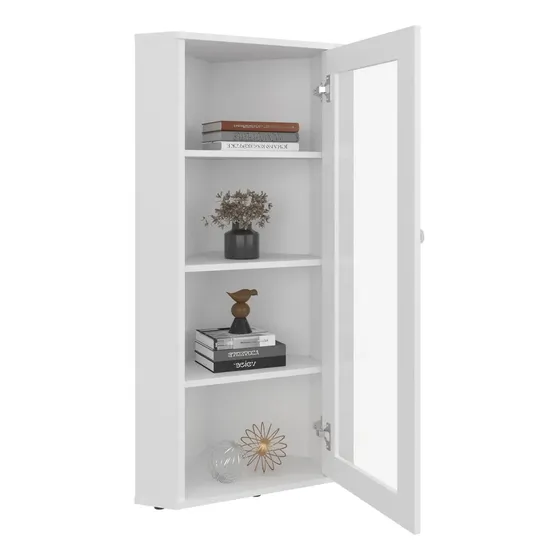 Vitrina Pastelera Baja Esquinera Blanca 1 Puerta Vidrio Blanco