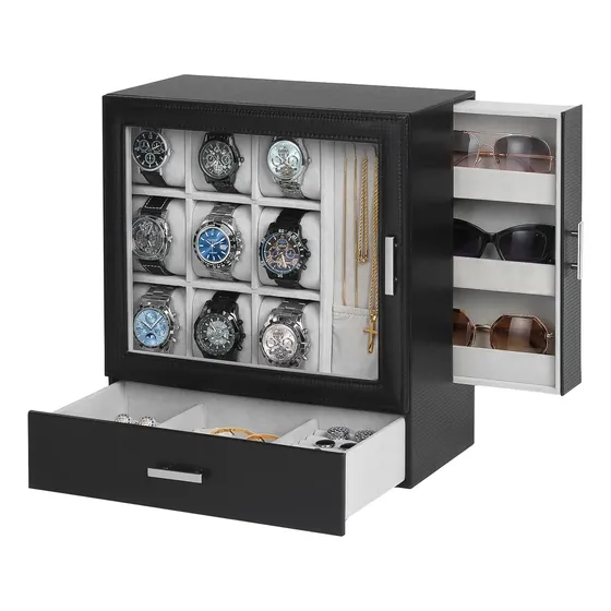 Vitrina Pastelera Organizador Joyas Relojes 9 Ranuras Piel