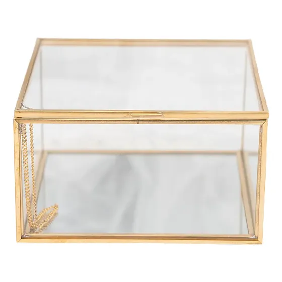 Vitrina Pastelera Caja Cuadrada Vintage Latón Vidrio 13x13x7cm