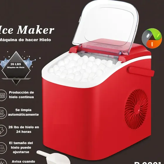 Maquina de hielo​ Máquina para Hacer Hielo Diegmark Roja