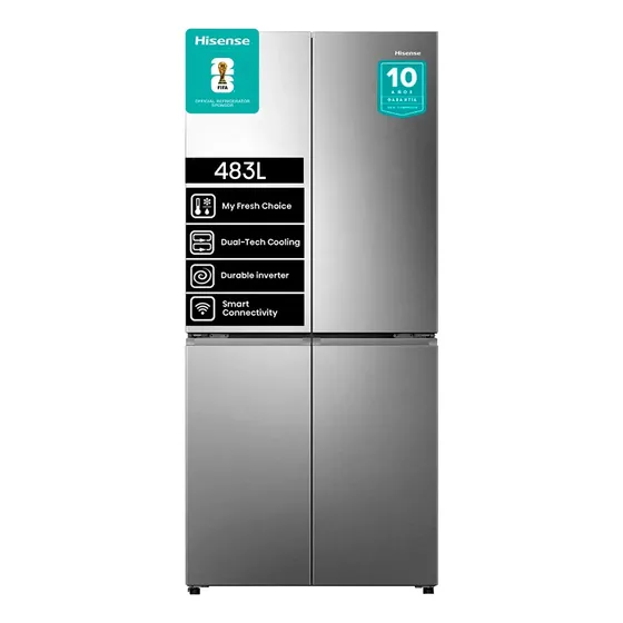 Refrigerador Hisense Cross Door 483 Lt No Frost Rq5p470necf Gris