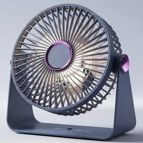 Ventilador silencioso Circular 5 Velocidades Luz Led Batería