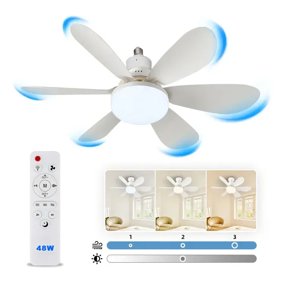 Ventilador silencioso Cozylady Lámpara De Led 48w E26 20.5