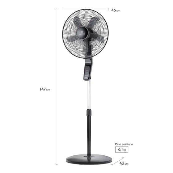 Ventilador de pie Pedestal 60w Timer Y Control Remoto Sfm2