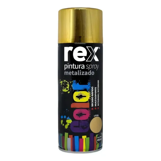 Vitrina Pastelera Pintura Acrílica Rex Metalizado Dorado 400 mL
