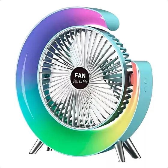 Ventilador silencioso de Mesa USB Recargable Okshop con Luz LED