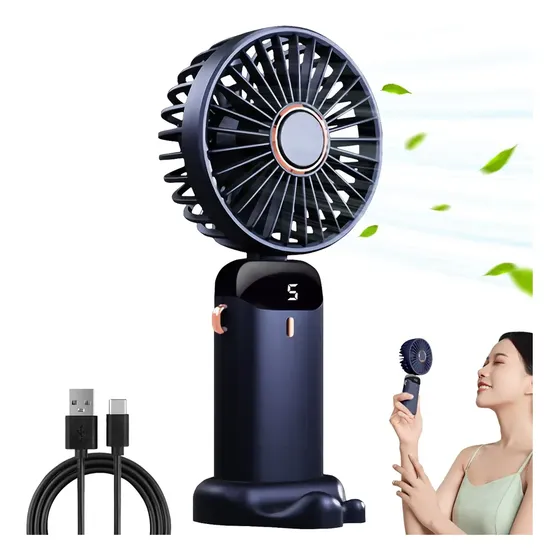Ventilador portatil Portátil De Mano 5 Velocidades Led 5 Cm Azul