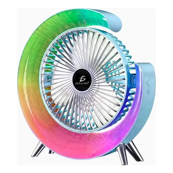 Ventilador portatil Escritorio Mooaoo Luz Rgb 3 Velocidades