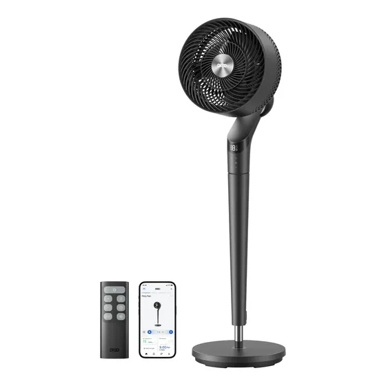 Ventilador de pie Dreo 91-107 Cm, 25 Pies/s, Motor Dc Wifi, Gris