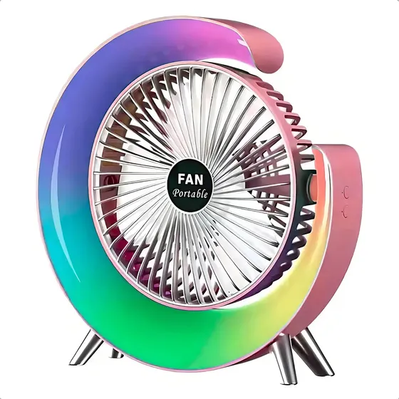 Ventilador silencioso Mesa Recargable USB-C Rosa Okshop 3