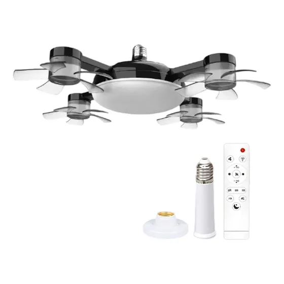 Ventilador de pie Fan Luz E27 Con Ventilador, Lámpara Colgante