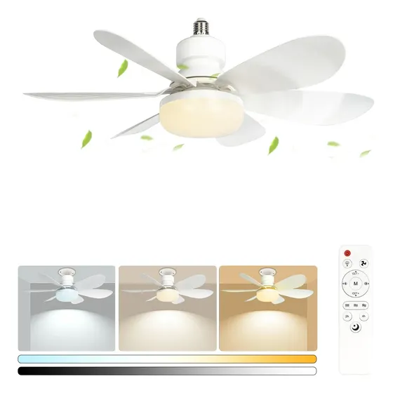 Ventilador silencioso Adgo De Techo 52cm Con Luz Lampara Led