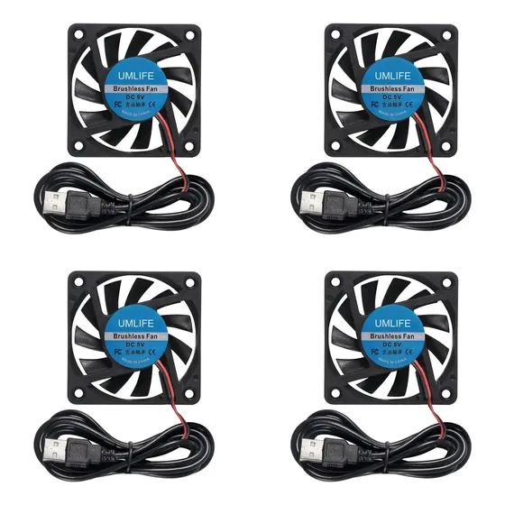 Ventilador portatil 60mm Fan, 4-pack 5volt 0.18a Usb 60x60x10mm