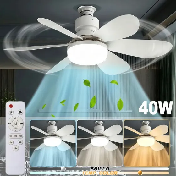 Ventilador silencioso A De Techo 52cm Con Luz Y Control Remoto 6