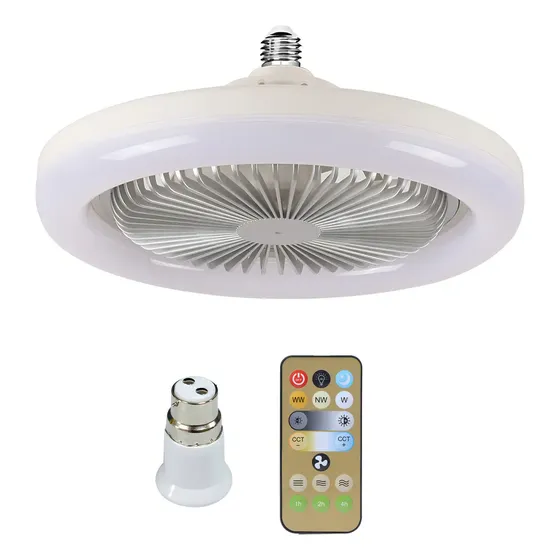 Ventilador silencioso (b) Con Luz Led, 3 Lámparas Modernas Par