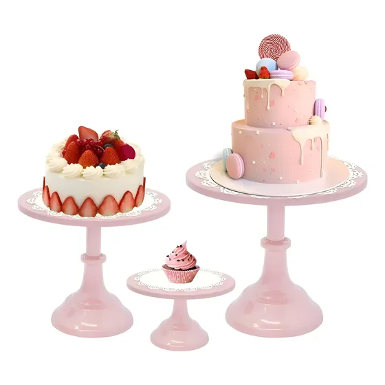 Vitrina Pastelera Set 3 Base Para Tortas Bandejas Para Tortas
