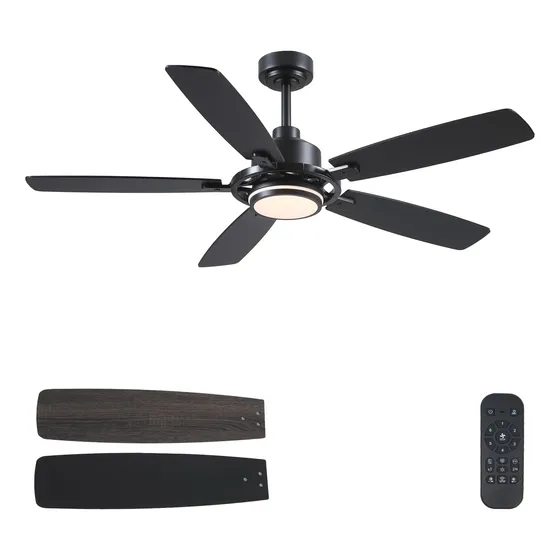 Ventilador silencioso De Techo Shihot 54 Pulgadas Negro Moderno