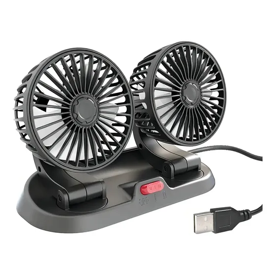 Ventilador portatil Mini Usb Doble Sobremesa 5 Aspas Auto Color