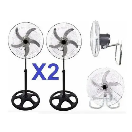 Ventilador de pie X2 5 Aspas Silencioso Rota 360 Grados 100w Pot