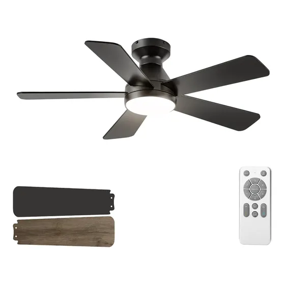 Ventilador silencioso De Techo Qutwob 107 Cm Negro Con Mando