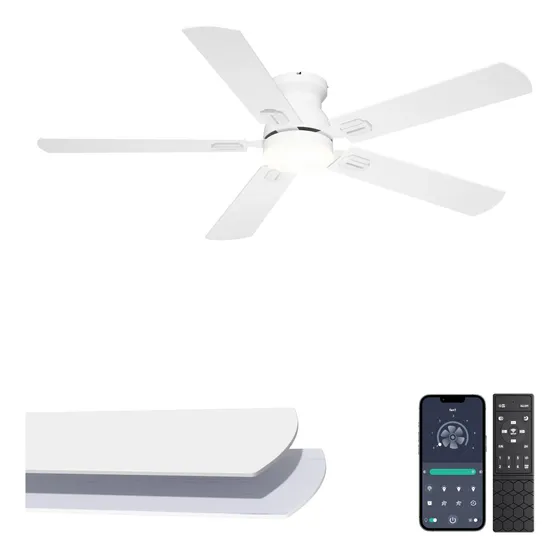 Ventilador silencioso De Techo Phylluz De 52 Pulgadas, Blanco