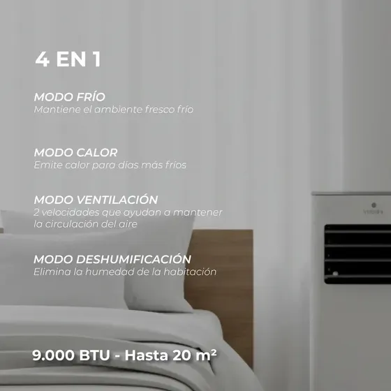 Aire acondicionado portatil Portátil 4en1 9000 Btu Frío/calor
