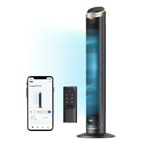 Ventilador de pie Torre Dreo 40 Pulgadas, Wifi, 26 Pies/s, Al