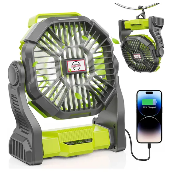 Ventilador portatil Con Pilas Dowilldo 10400 Mah Con Luz Led