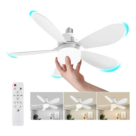 Ventilador silencioso De Techo Con Luz LED 21" 5 Aspas Control